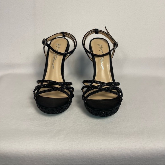 Betsey Johnson Black Strappy Sparkly Heels Size‎ 6 - Picture 2 of 6